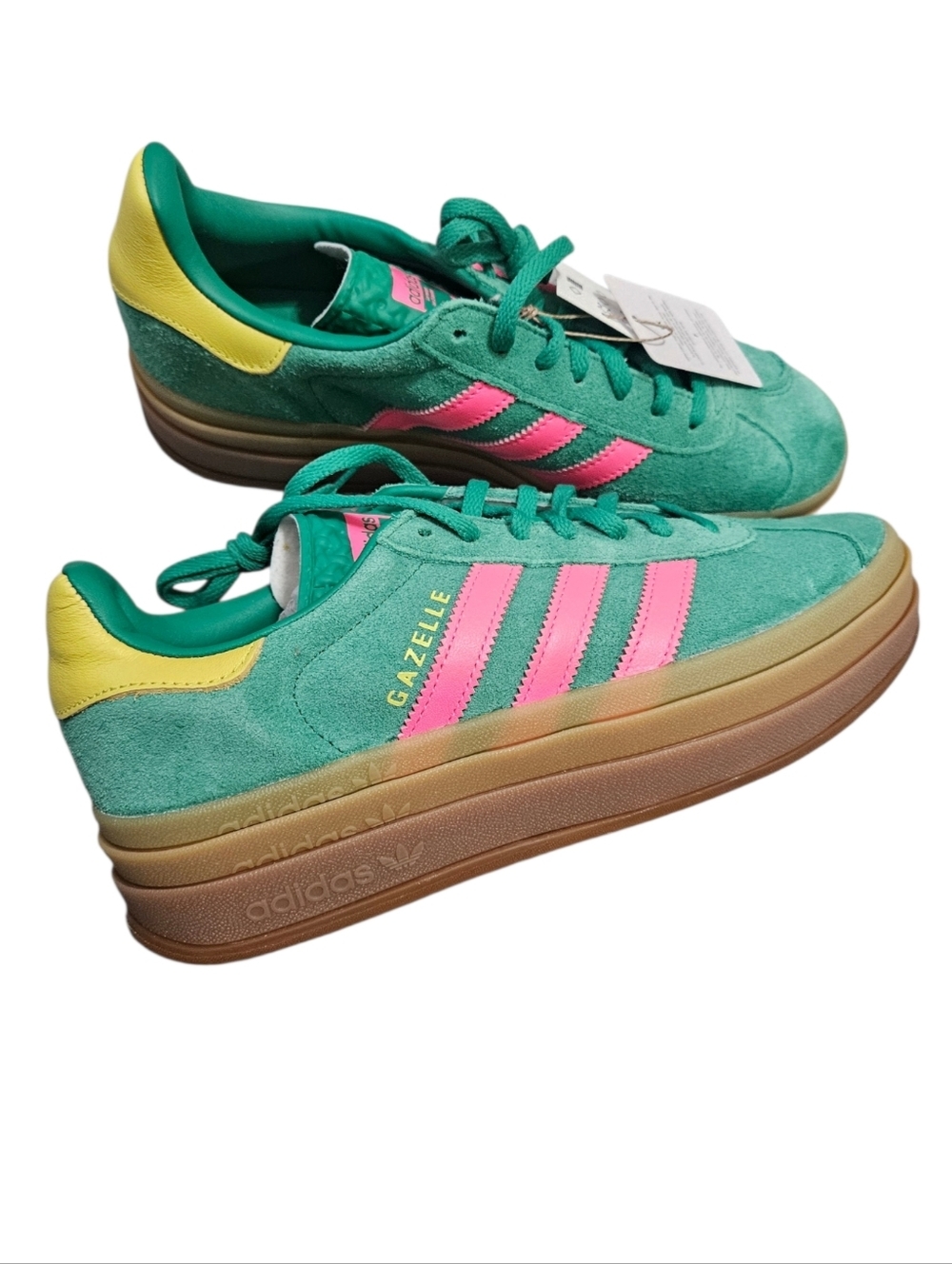 Adidas Gazelle Bold Platform Sneakers - Court Green/Pink Womens Size 8 NEW - Picture 8 of 8